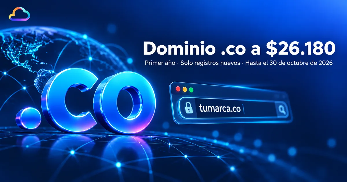 Promoción de dominio .co a $26.180 el primer año en Moshipp