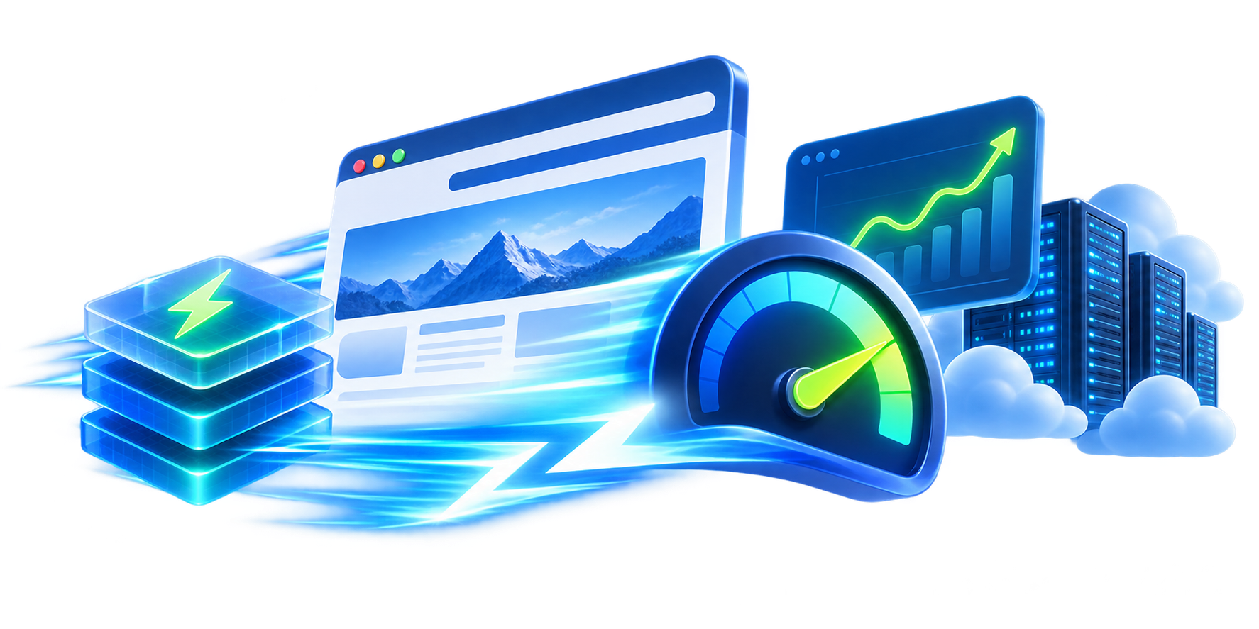 Velocímetro y gráfico de rendimiento para un sitio WordPress